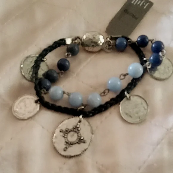 J. Jill Blue and Silver Beaded Charm Bracelet - Picture 2 of 11